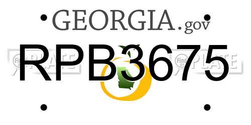 RPB3675 Georgia License Plate