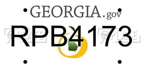 RPB4173 Georgia License Plate