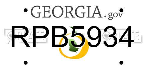 RPB5934 Georgia License Plate