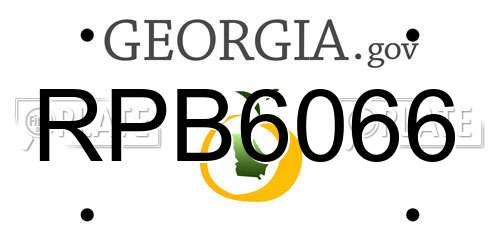 RPB6066 Georgia License Plate
