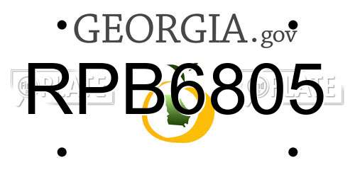 RPB6805 Georgia License Plate