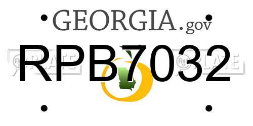 RPB7032 Georgia License Plate