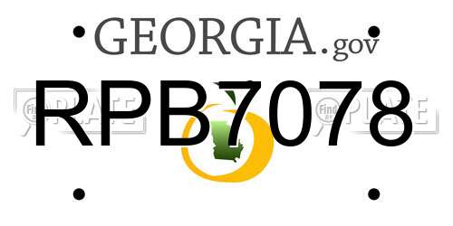 RPB7078 Georgia License Plate