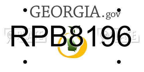 RPB8196 Georgia License Plate
