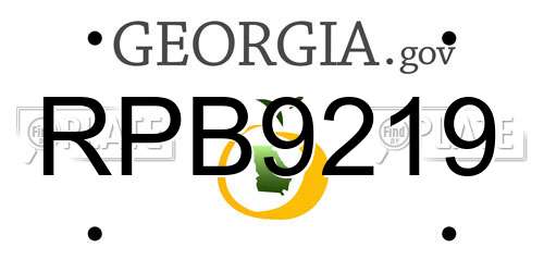 RPB9219 Georgia License Plate