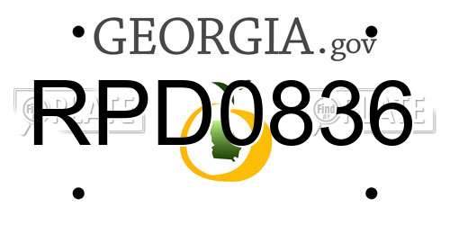 RPD0836 Georgia License Plate