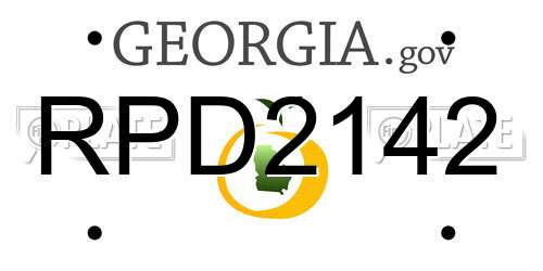 RPD2142 Georgia License Plate