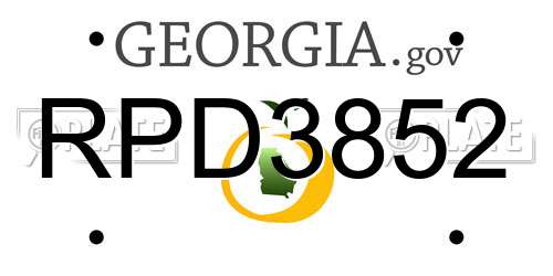 RPD3852 Georgia License Plate