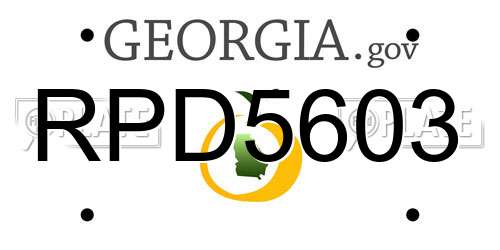 RPD5603 Georgia License Plate