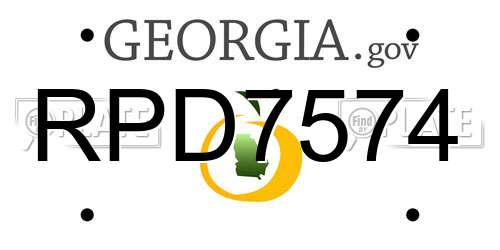 RPD7574 Georgia License Plate