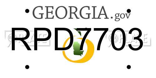 RPD7703 Georgia License Plate