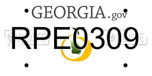 RPE0309 Georgia License Plate