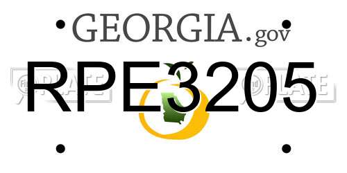 RPE3205 Georgia License Plate