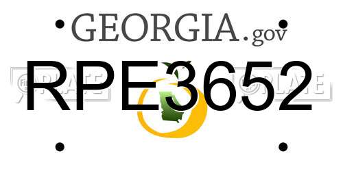 RPE3652 Georgia License Plate