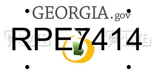 RPE7414 Georgia License Plate