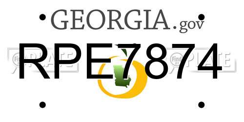 RPE7874 Georgia License Plate