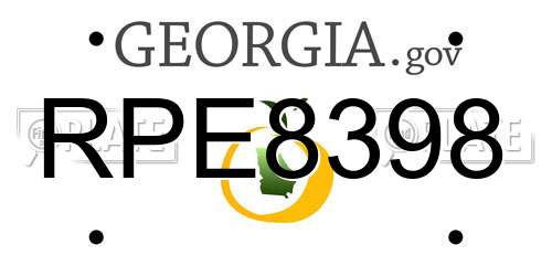 RPE8398 Georgia License Plate