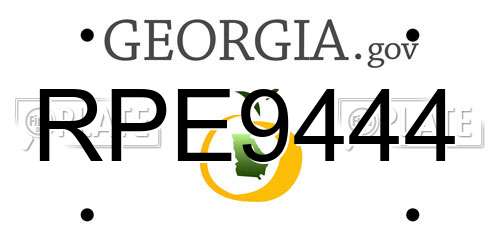 RPE9444 Georgia License Plate