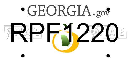RPF1220 Georgia License Plate