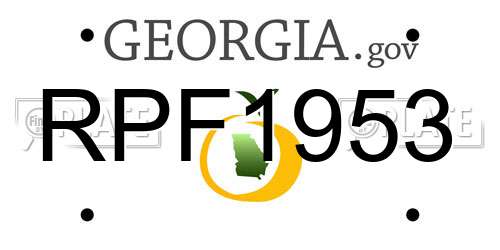 RPF1953 Georgia License Plate