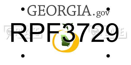 RPF3729 Georgia License Plate