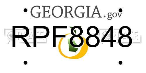 RPF8848 Georgia License Plate