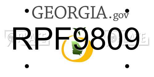RPF9809 Georgia License Plate