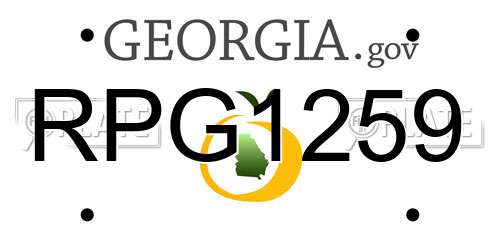 RPG1259 Georgia License Plate