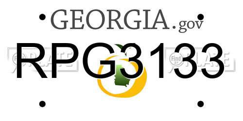 RPG3133 Georgia License Plate
