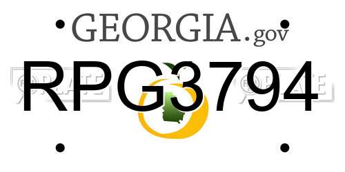 RPG3794 Georgia License Plate
