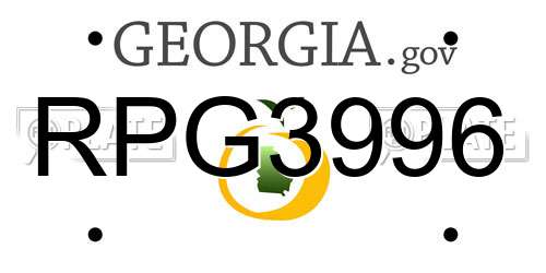 RPG3996 Georgia License Plate
