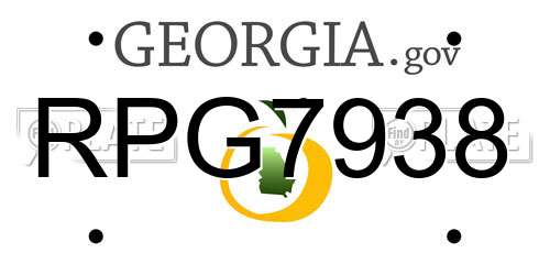 RPG7938 Georgia License Plate