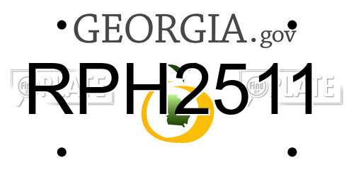 RPH2511 Georgia License Plate