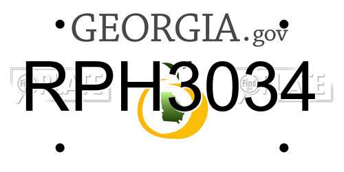 RPH3034 Georgia License Plate