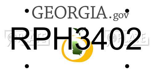 RPH3402 Georgia License Plate