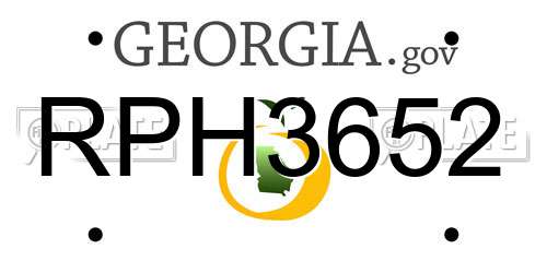 RPH3652 Georgia License Plate