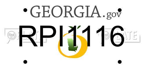 RPI1116 Georgia License Plate