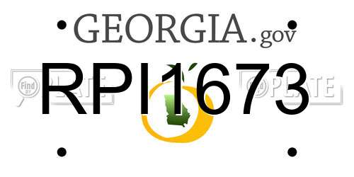 RPI1673 Georgia License Plate