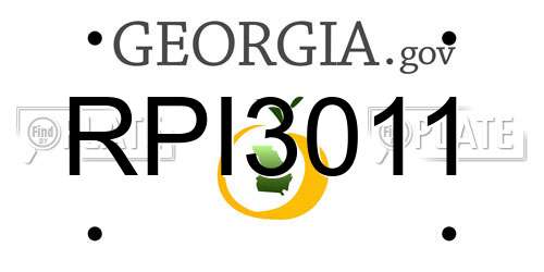 RPI3011 Georgia License Plate