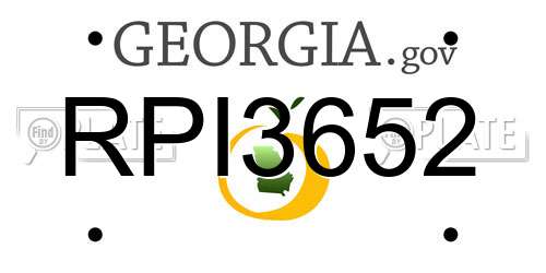 RPI3652 Georgia License Plate
