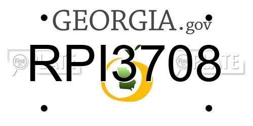 RPI3708 Georgia License Plate