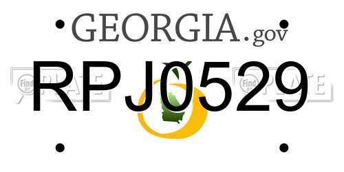 RPJ0529 Georgia License Plate