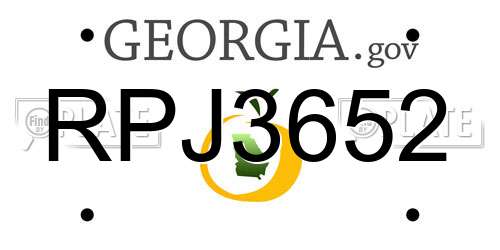 RPJ3652 Georgia License Plate