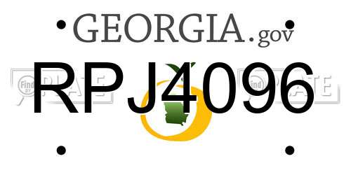 RPJ4096 Georgia License Plate