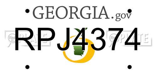 RPJ4374 Georgia License Plate