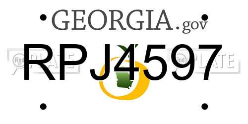 RPJ4597 Georgia License Plate