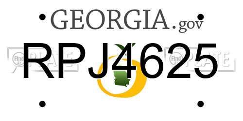 RPJ4625 Georgia License Plate