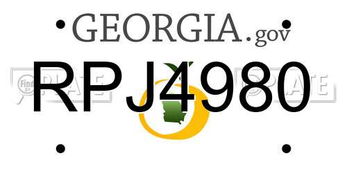 RPJ4980 Georgia License Plate