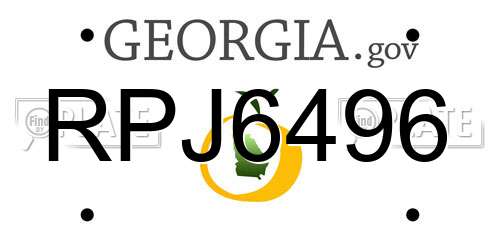 RPJ6496 Georgia License Plate
