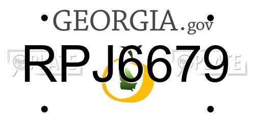 RPJ6679 Georgia License Plate
